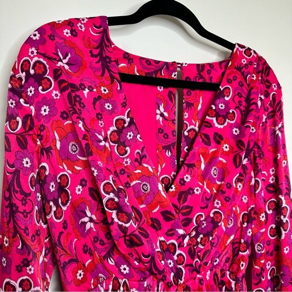 NWT Anthropologie Maeve Pink Floral Wrap Mini Dress - Picture 6 of 13